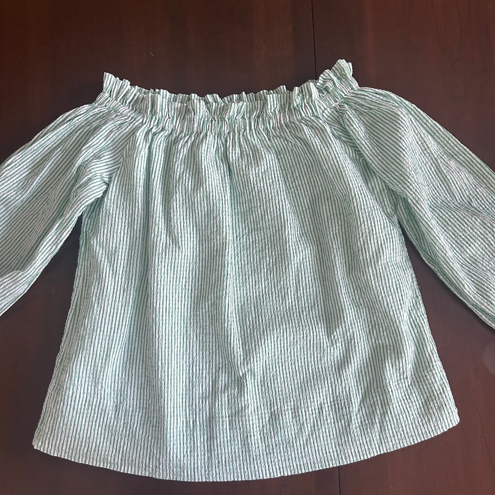 Lilly Pulitzer white with green stripe blouse